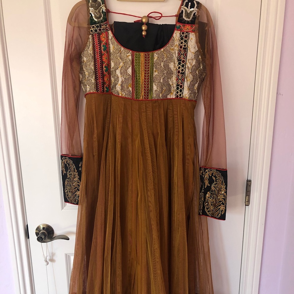 Bronze Net Indian/Pakistani Anarkali / Salwar -NEW